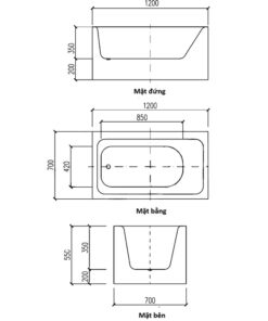 Bản vẽ bồn tắm xây Bosstani BT-3011