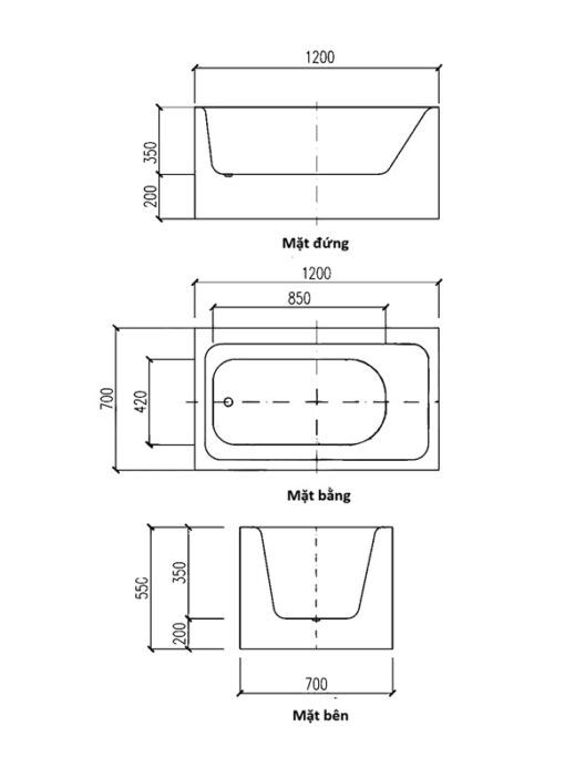 Bản vẽ bồn tắm xây Bosstani BT-3011